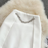 Versatile diamond studded A-line wrap hip fashion skirt HZ1023