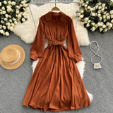 Simple V Neck Long Sleeve Dress A Line Fashion Dress HZ1023