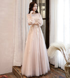 Cute tulle lace long sleeve dress evening dress HZ1023