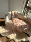 Pink Gorgeous Shiny Exquisite Beaded Spaghetti Strap V-Neck Long Sequin Chiffon Ball Gown Evening Gown Party Dress HZ1023