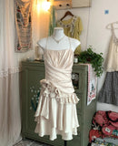 Stunning Champagne Sweet Cute Short Irregular Floral and Irregular Hem Chiffon Satin Homecoming Dress Evening Dress Birthday Party Dress Prom Dress Prom Dress HZ1023