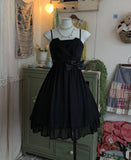Black sweet cute short chiffon exquisite lace bow tie homecoming dress evening dress birthday party dress prom dress ball gown HZ1023