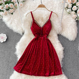 Sexy V Neck Short A Line Dress Fashion Dress HZ1023