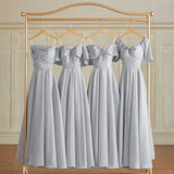 Silver Gray Elegant Fashion Long Satin Ball Gown Evening Dress Party Dress Bridesmaid Dresses Prom Dress HZ1023
