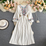Simple Embroidered Long Sleeve Dress HZ1023