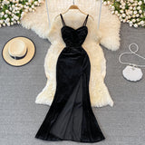 Sexy Velvet Long Dress Fashion Dress HZ1023