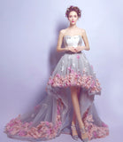 Cute tulle high low prom dress white evening dress HZ1023