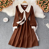 Sweet Corduroy Long Sleeve Dress Fashion Dress HZ1023