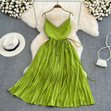 Edge fake style beach skirt sexy backless large Pleated Dress HZ1023