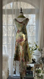 Green Romantic Gradient Fashion Elegant Exquisite Beading Long Chiffon Ball Gown Evening Dress Birthday/Wedding Guest/Holiday Party Dress Prom Dress Valentine's Day Date Dress HZ1023