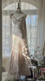 Pink Romantic Fashion Elegant Exquisite Beaded Spaghetti Straps Long Tulle Chiffon Ruffle Ball Gown Evening Dress Party Dress HZ1023