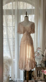 Light Pink Romantic Gorgeous Exquisite Elegant Beaded Long Chiffon Evening Dress Prom Dress Prom Dress Birthday Vacation Party Dress HZ1023