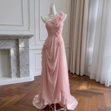 Charming Tulle Straps Long Formal Pink Elegant Party Dress 121