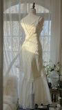 Ivory White Romantic Fashion Elegant Exquisite Lace Long Chiffon Ball Gown Evening Dress Birthday/Wedding Guest/Holiday Party Dress Prom Dress Valentine's Day Date Dress HZ1023