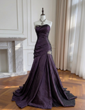 tulle long A line prom dress A line evening gown