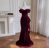 Vintage-Inspired Burgundy Halter Midi Dress with Intricate Beading and Ruffles