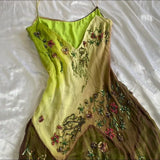 Green fashion gradient exquisite beaded long chiffon prom dress, evening dress, party dress HZ1023
