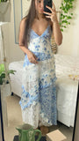 Blue Elegant Floral Delicate Lace Long Ball Gown Birthday/Garden Party Dress Evening Dress Prom Dress Holiday Date Night Dress HZ1023