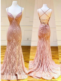 Green Fashion Elegant Lace Halter Long Mermaid Slim Ball Gown Evening Dress Wedding Party Dress HZ1023