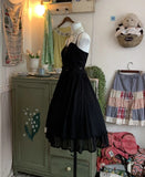 Black sweet cute short chiffon exquisite lace bow tie homecoming dress evening dress birthday party dress prom dress ball gown HZ1023