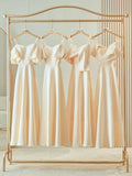Champagne Elegant Fashion Long Floor Length Satin Bridesmaid Dresses Ball Gown Evening Gown Wedding Guest Party Gown Wedding Mother of the Wedding Dress HZ1023