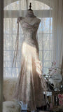 Pink Romantic Fashion Elegant Exquisite Beaded Spaghetti Straps Long Tulle Chiffon Ruffle Ball Gown Evening Dress Party Dress HZ1023