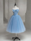 Blue shiny fashion elegant exquisite beading long tulle cute homecoming dress prom dress evening dress party dress HZ1023