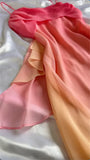 Blue/orange fashion gradient elegant spaghetti strap long chiffon prom dress evening dress party dress HZ1023