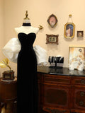 Black and red/Black and White gorgeous retro fashion elegant long slim velvet ball gown evening dress party dress prom dress HZ1023