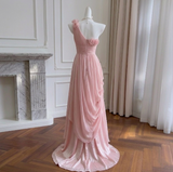 Charming Tulle Straps Long Formal Pink Elegant Party Dress 121