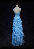 Blue gorgeous shiny elegant exquisite colorful beaded tulle long mermaid slim ball gown evening dress party dress prom dress legend of the blue sea HZ1023