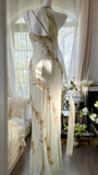 Ivory White Vintage Fashion One Shoulder Exquisite Beaded Long Chiffon Ball Gown Birthday Party Dress Cocktail Party Dress Evening Dress Prom Dress HZ1023