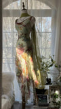 Green Romantic Gradient Fashion Elegant Exquisite Beading Long Chiffon Ball Gown Evening Dress Birthday/Wedding Guest/Holiday Party Dress Prom Dress Valentine's Day Date Dress HZ1023