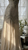 Ivory Vintage Elegant Shiny Exquisite Rhinestone Beading Long Chiffon Ball Gown Evening Dress Birthday Party Dress Prom Dress Graduation Dress HZ1023