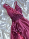 Pink Purple Fashion Gradient Ruffles Spaghetti Straps Long/Short chiffon Homecoming Dresses Prom Dresses Evening Dresses Party Dresses Prom Dresses HZ1023