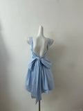 Pink/Blue Cute and Sweet Backless Square Neck Short Dress HZ1023