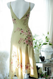 Yellow Elegant Romantic Delicate Pink Floral Beading Spaghetti Straps Midi/Short Chiffon Homecoming Ball Gown Evening Dress Birthday/Wedding Guest/Holiday Party Dress Prom Dress HZ1023
