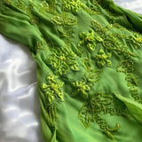 Green shiny fashion exquisite floral beading spaghetti straps long chiffon ruffles long ball gown evening dress party dress HZ1023