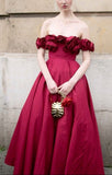 Pink Fashion Unique Rose Lace Neckline Long A-Line long Satin Prom Dress Evening Gown Party Dress HZ1023