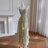 A sparkling, embellished evening gown with intricate beaded detailing