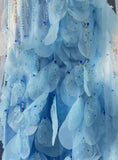Blue gorgeous shiny elegant exquisite colorful beaded tulle long mermaid slim ball gown evening dress party dress prom dress legend of the blue sea HZ1023
