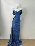Burgundy Simple Fashionable Elegant Long Sequined Floor-length Sexy Slit Ball Gown Evening Gown Prom Gown HZ1023