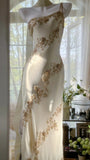 Ivory White Vintage Fashion One Shoulder Exquisite Beaded Long Chiffon Ball Gown Birthday Party Dress Cocktail Party Dress Evening Dress Prom Dress HZ1023