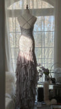 Purple Romantic Gorgeous Exquisite Elegant Beaded Lace Long Chiffon Evening Gown Ball Gown Prom Dress Birthday Holiday Party Dress HZ1023