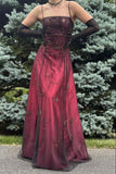Burgundy Delicate Beaded Long Tulle Elegant Ball Gown Evening Dress Formal Birthday Party Dress Prom Dress HZ1023