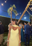 Yellow elegant fashion spaghetti strap long chiffon ruffled ball gown evening dress party dress HZ1023