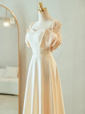 Champagne Elegant Fashion Long Floor Length Satin Bridesmaid Dresses Ball Gown Evening Gown Wedding Guest Party Gown Wedding Mother of the Wedding Dress HZ1023