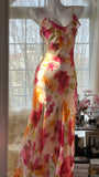 Colorful Romantic Floral Elegant Fashion Exquisite Beaded Long Chiffon Ball Dress Evening Dress Party Dress Valentine's Day Date Dress Wedding Guest Dress HZ1023