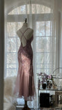 Pink Purple Romantic Fashion Elegant Exquisite Beaded Spaghetti Strap Long Tulle Chiffon Ruffle Ball Gown Evening Gown Party Dress HZ1023