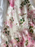 Pink Gorgeous Lightweight Delicate Floral Spaghetti Straps Long Chiffon Ball Gown Evening Dress Party Dress HZ1023